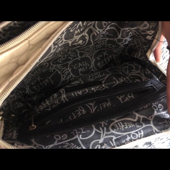 Betsey Johnson White Black Bow Handbag! Project bag! See details - Picture 8 of 11